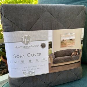 Huntington Home Gray Quilted Sofa Cover New Wrapped in Packaging. Fits 74"-96"